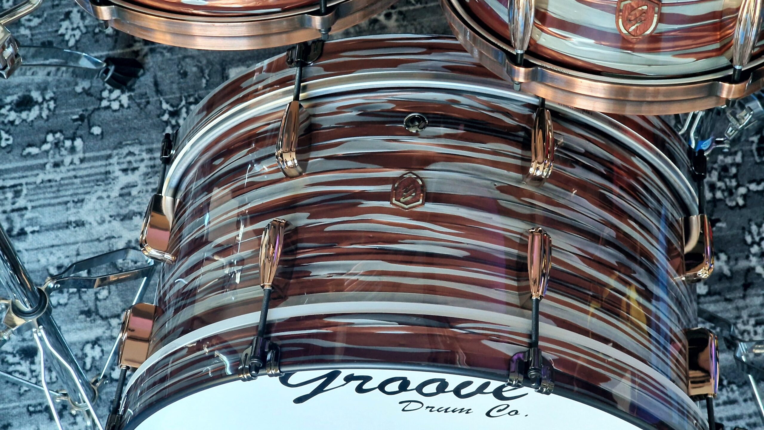 Pink Oyster over Maple/Walnut Double Pancake Drums - Image 5