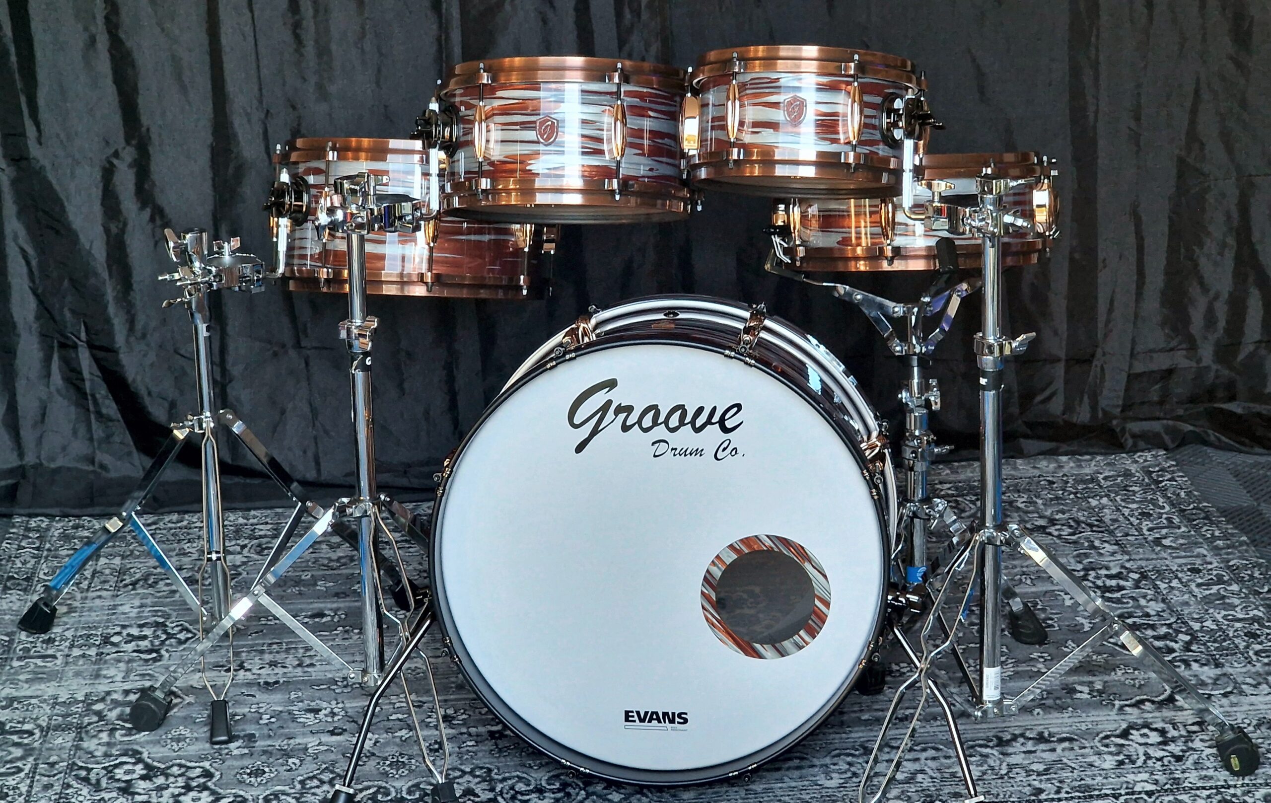 Pink Oyster over Maple/Walnut Double Pancake Drums - Image 8