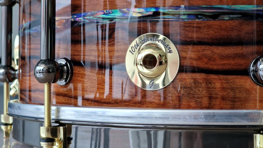 14x6.25" 10th Anniversary Pear Santos Rosewod Snare - Image 6
