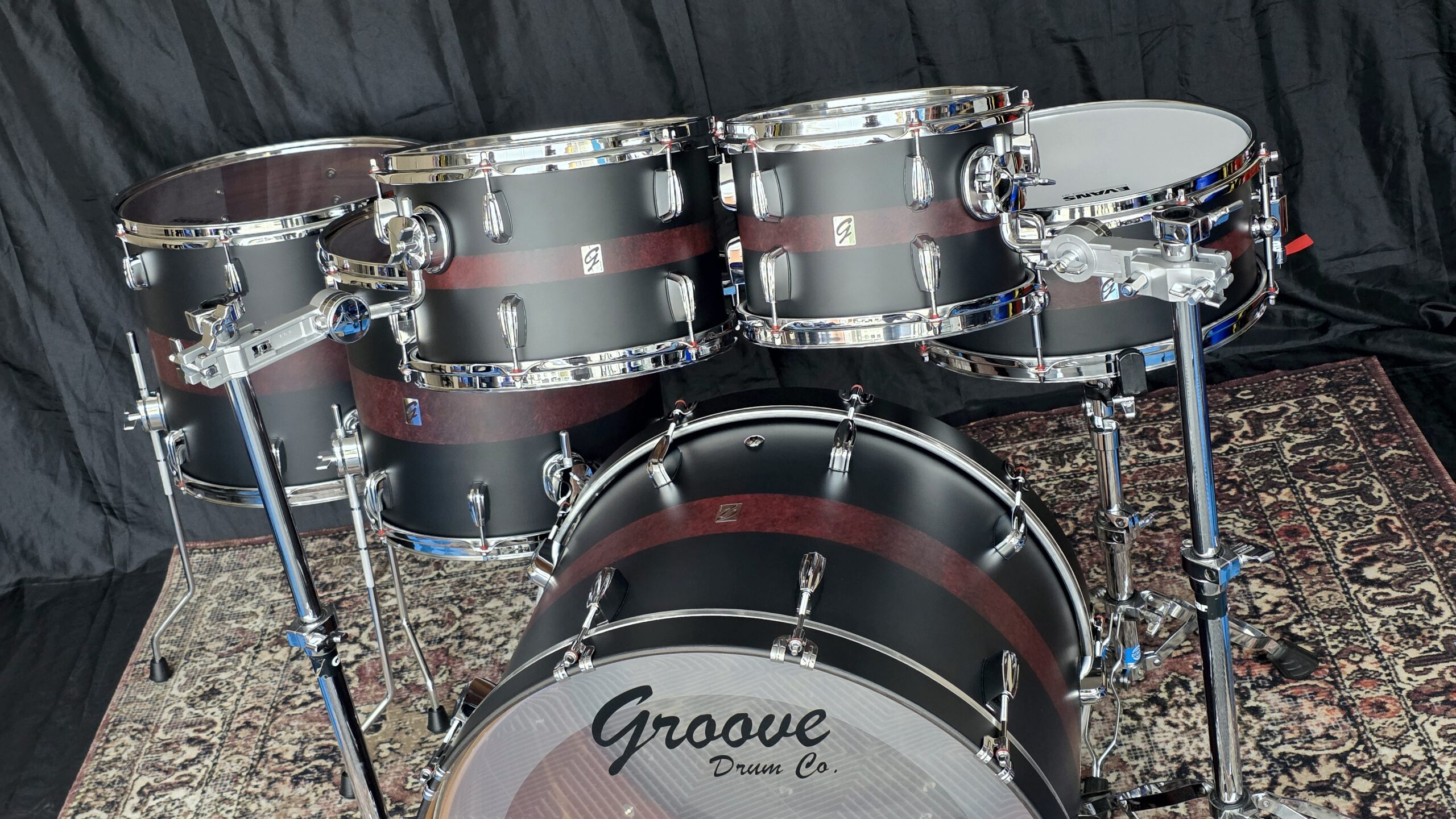 Cherry Black Brushed Red Wild Padauk Drums - Image 2