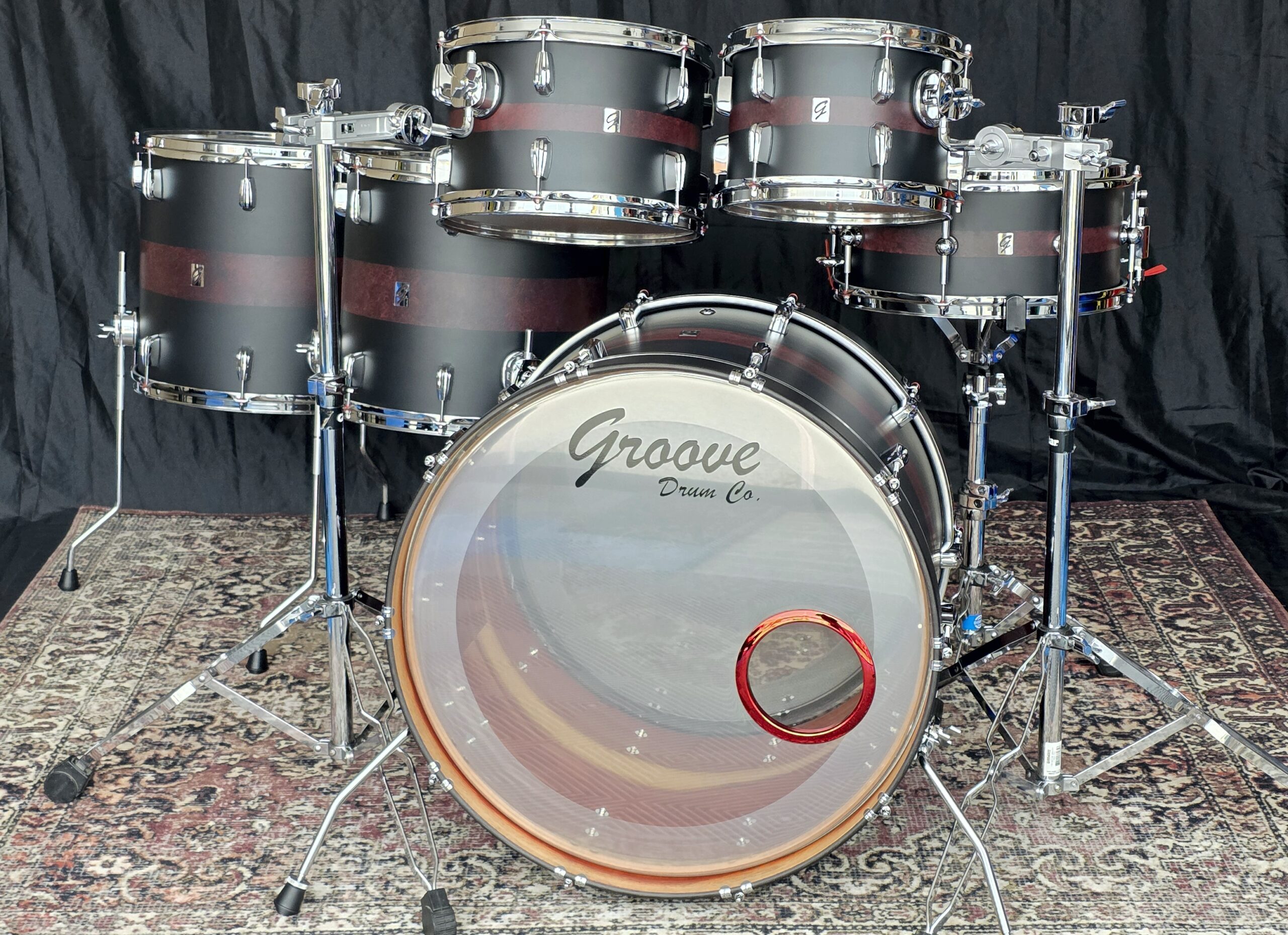 Cherry Black Brushed Red Wild Padauk Drums