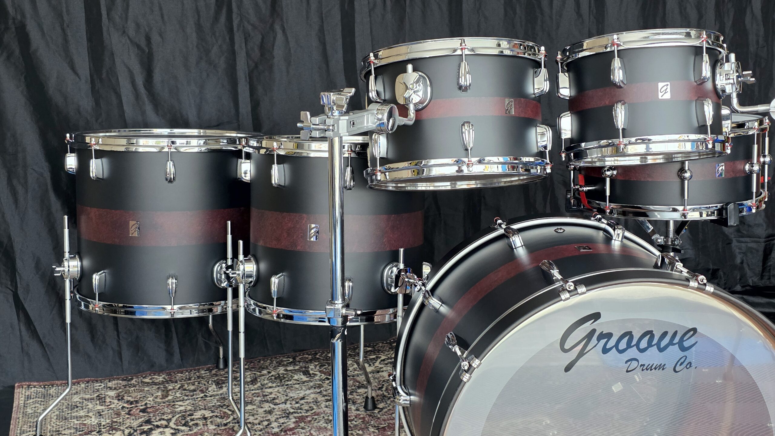 Cherry Black Brushed Red Wild Padauk Drums - Image 3