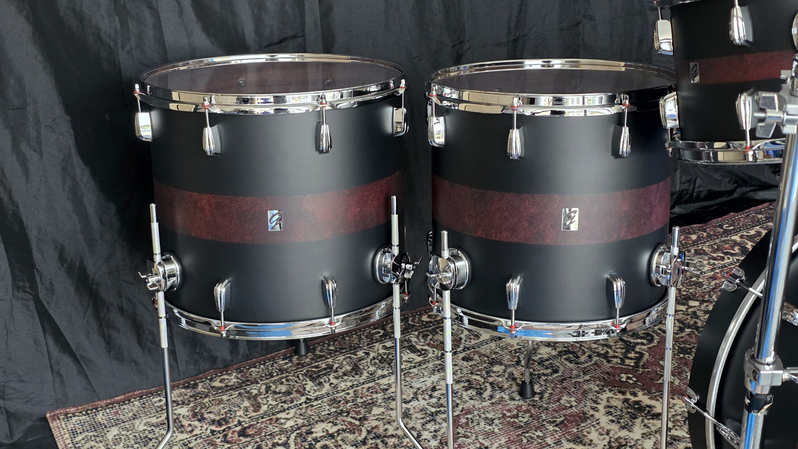 Cherry Black Brushed Red Wild Padauk Drums - Image 4