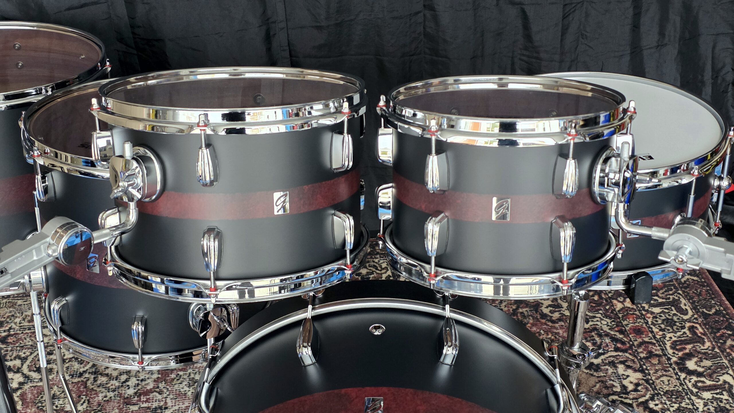 Cherry Black Brushed Red Wild Padauk Drums - Image 5