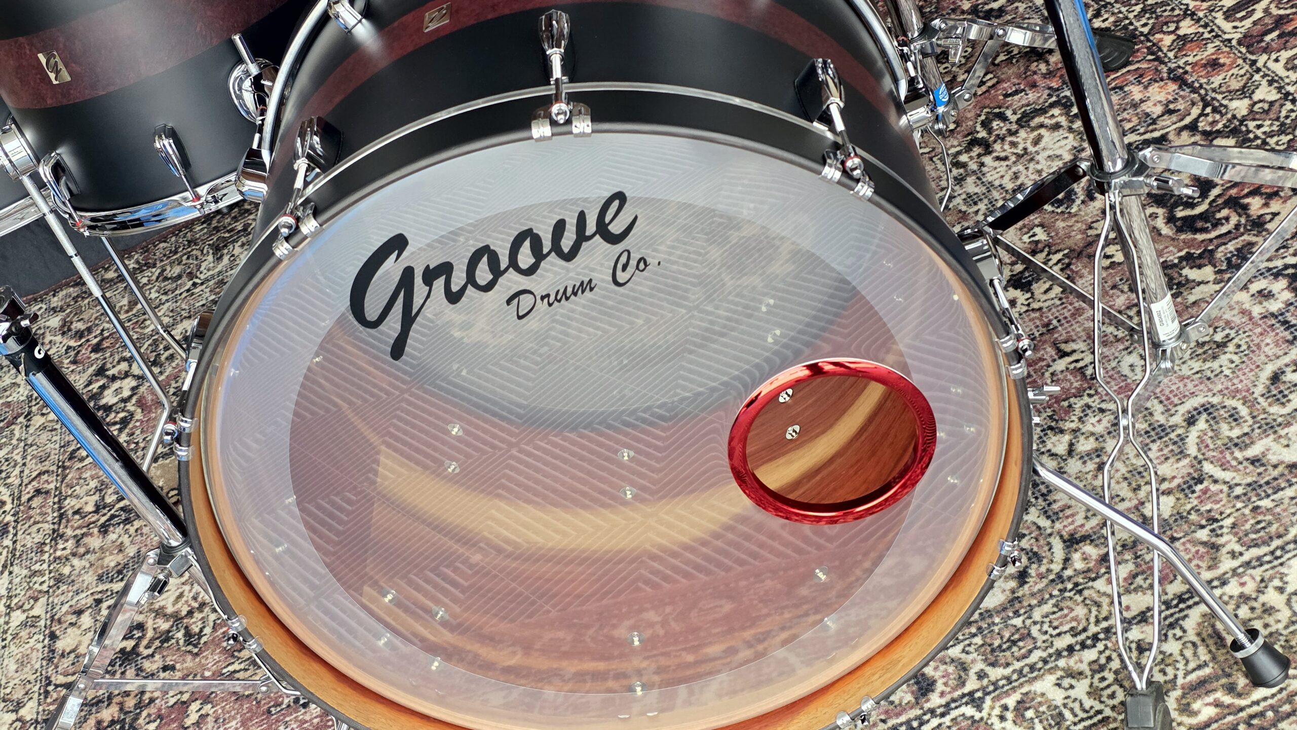 Cherry Black Brushed Red Wild Padauk Drums - Image 7