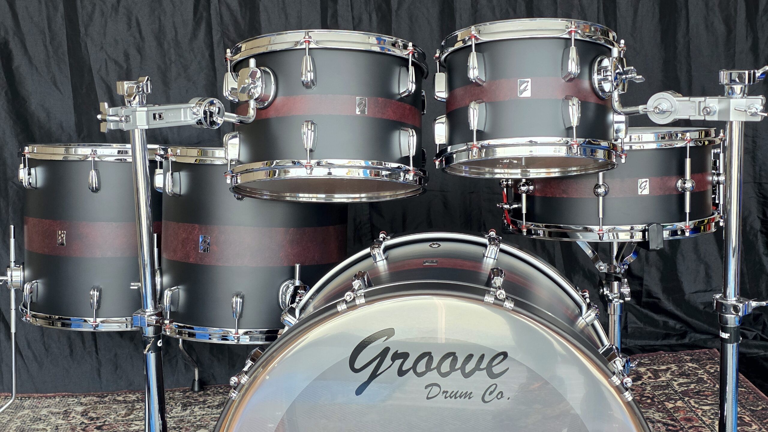 Cherry Black Brushed Red Wild Padauk Drums - Image 8