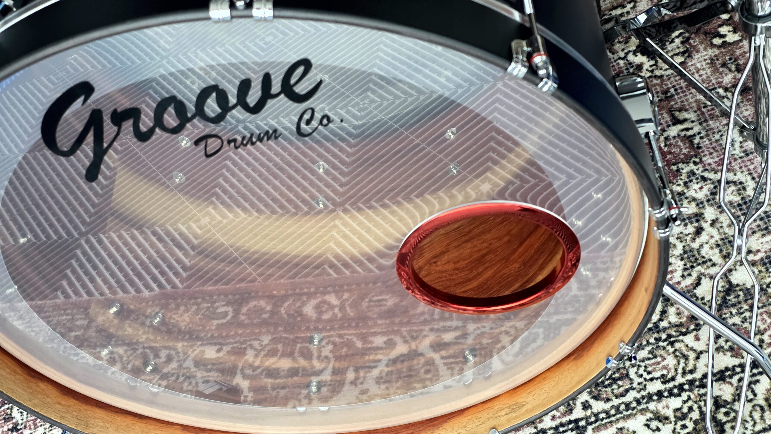 Cherry Black Brushed Red Wild Padauk Drums - Image 10