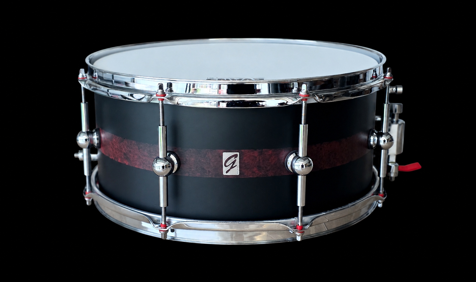 14x6.5" Matte Black Brushed Red Cherry Snare