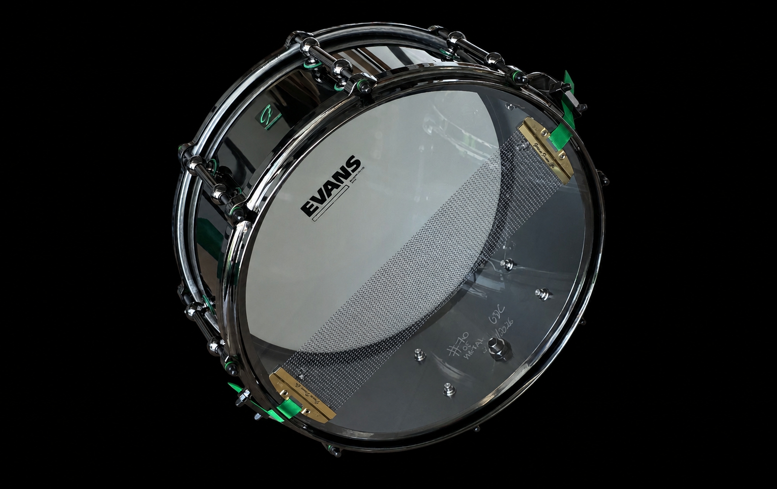 14x6.5" Black Nickel over Brass Green Gaskets Snare - Image 2