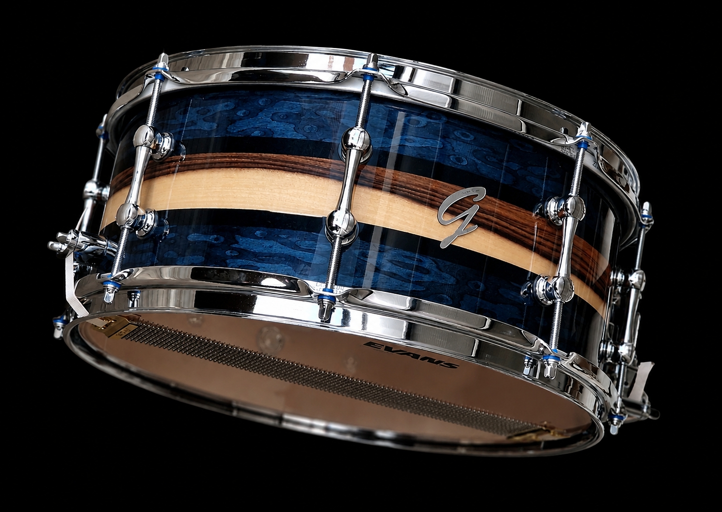 14x6.25" Blue Birdseye Maple w/ Santos Rosewood inlay